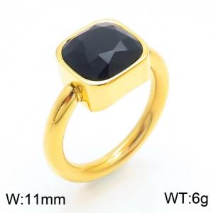 Stainless Steel Stone&Crystal Ring - KR82553-K