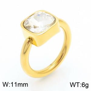 Stainless Steel Stone&Crystal Ring - KR82554-K