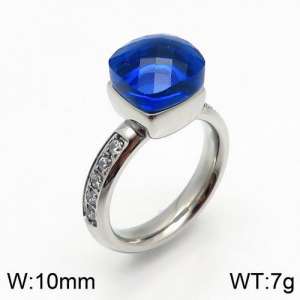 Stainless Steel Stone&Crystal Ring - KR82852-K