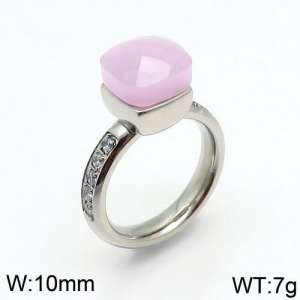 Stainless Steel Stone&Crystal Ring - KR82854-K