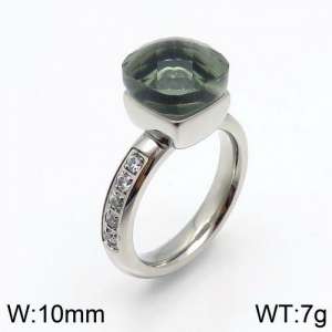 Stainless Steel Stone&Crystal Ring - KR82858-K