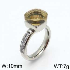 Stainless Steel Stone&Crystal Ring - KR82859-K