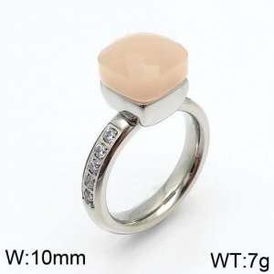 Stainless Steel Stone&Crystal Ring - KR82861-K