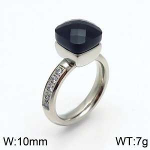 Stainless Steel Stone&Crystal Ring - KR82866-K