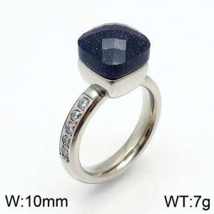 Stainless Steel Stone&Crystal Ring - KR82867-K