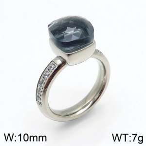 Stainless Steel Stone&Crystal Ring - KR82870-K