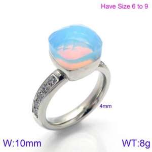 Stainless Steel Stone&Crystal Ring - KR82877-K