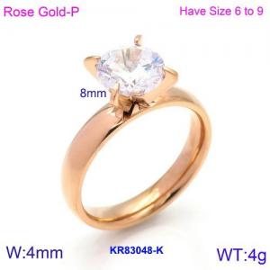 Stainless Steel Stone&Crystal Ring - KR83048-K