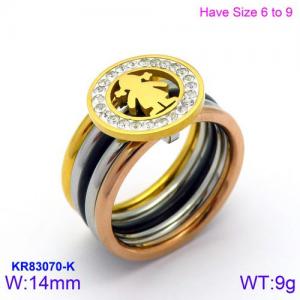 Stainless Steel Stone&Crystal Ring - KR83070-K