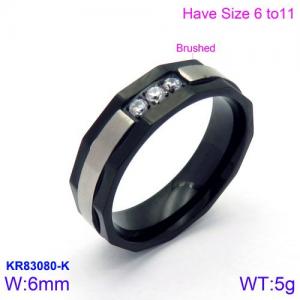 Stainless Steel Stone&Crystal Ring - KR83080-K