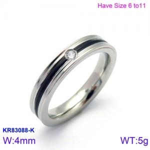 Stainless Steel Stone&Crystal Ring - KR83088-K