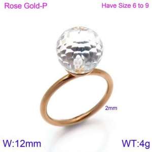 Stainless Steel Stone&Crystal Ring - KR86530-K