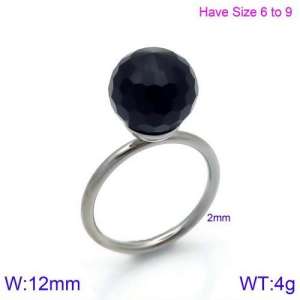 Stainless Steel Stone&Crystal Ring - KR86533-K