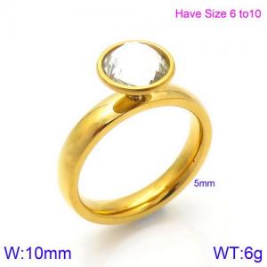 Stainless Steel Stone&Crystal Ring - KR86686-K