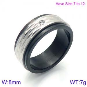 Stainless Steel Stone&Crystal Ring - KR86974-K