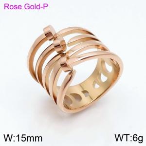 Stainless Steel Rose Gold-plating Ring - KR87163-SP