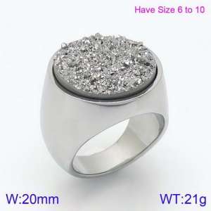 Stainless Steel Stone&Crystal Ring - KR88907S-K