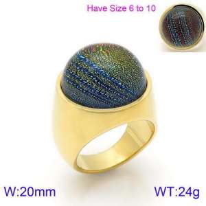 Stainless Steel Stone&Crystal Ring - KR88908G-K