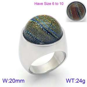 Stainless Steel Stone&Crystal Ring - KR88908S-K