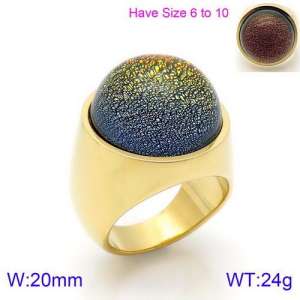 Stainless Steel Stone&Crystal Ring - KR88909G-K