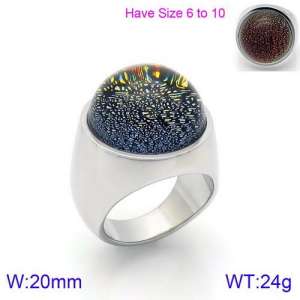 Stainless Steel Stone&Crystal Ring - KR88909S-K