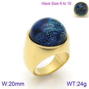 Stainless Steel Stone&Crystal Ring - KR88910G-K