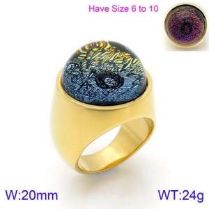 Stainless Steel Stone&Crystal Ring - KR88912G-K