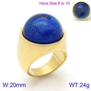 Stainless Steel Stone&Crystal Ring - KR88915G-K