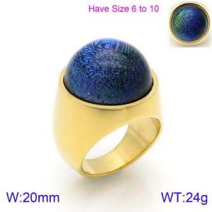 Stainless Steel Stone&Crystal Ring - KR88916G-K