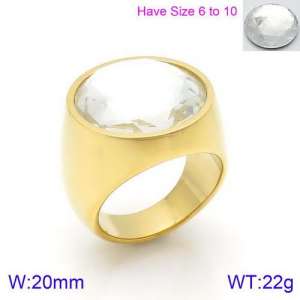 Stainless Steel Stone&Crystal Ring - KR88917G-K