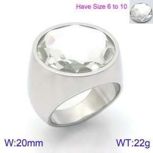 Stainless Steel Stone&Crystal Ring - KR88917S-K