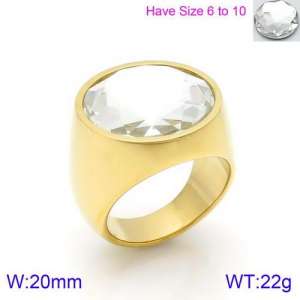 Stainless Steel Stone&Crystal Ring - KR88918G-K