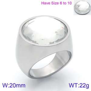 Stainless Steel Stone&Crystal Ring - KR88918S-K