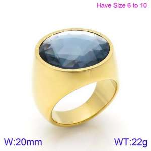 Stainless Steel Stone&Crystal Ring - KR88919G-K