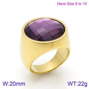 Stainless Steel Stone&Crystal Ring - KR88920G-K