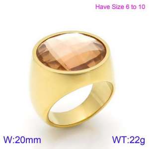 Stainless Steel Stone&Crystal Ring - KR88922G-K