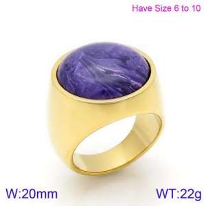 Stainless Steel Stone&Crystal Ring - KR88929G-K