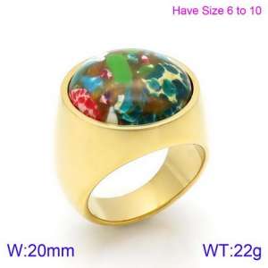 Stainless Steel Stone&Crystal Ring - KR88932G-K