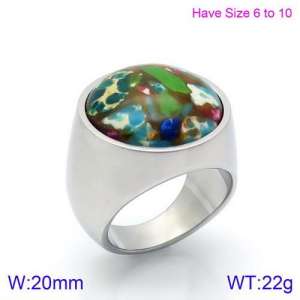 Stainless Steel Stone&Crystal Ring - KR88932S-K