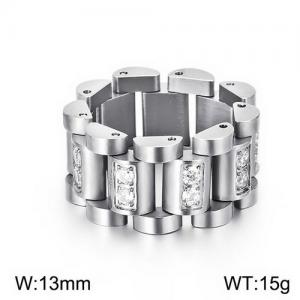 Stainless Steel Stone&Crystal Ring - KR89906-KFC