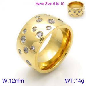 Stainless Steel Stone&Crystal Ring - KR89953-K