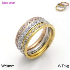 Stainless Steel Stone&Crystal Ring - KR91362-GC