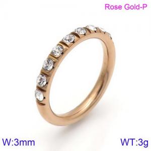 Stainless steel trendy personal fashional shiny crystal rose gold ring - KR91671-D