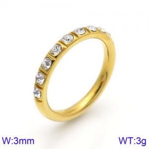 Stainless Steel Stone&Crystal Ring - KR91672-GC