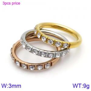 Stainless Steel Stone&Crystal Ring - KR91673-GC