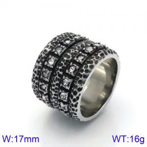 Stainless Steel Stone&Crystal Ring - KR91687-GC