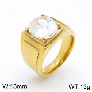 Stainless Steel Stone&Crystal Ring - KR91809-TBC