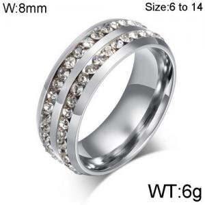 Stainless Steel Stone&Crystal Ring - KR91841-WGSF