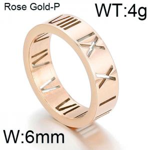 Rose gold titanium steel hollowed out Roman numeral women's ring - KR92463-K