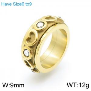 Stainless Steel Stone&Crystal Ring - KR92896-K